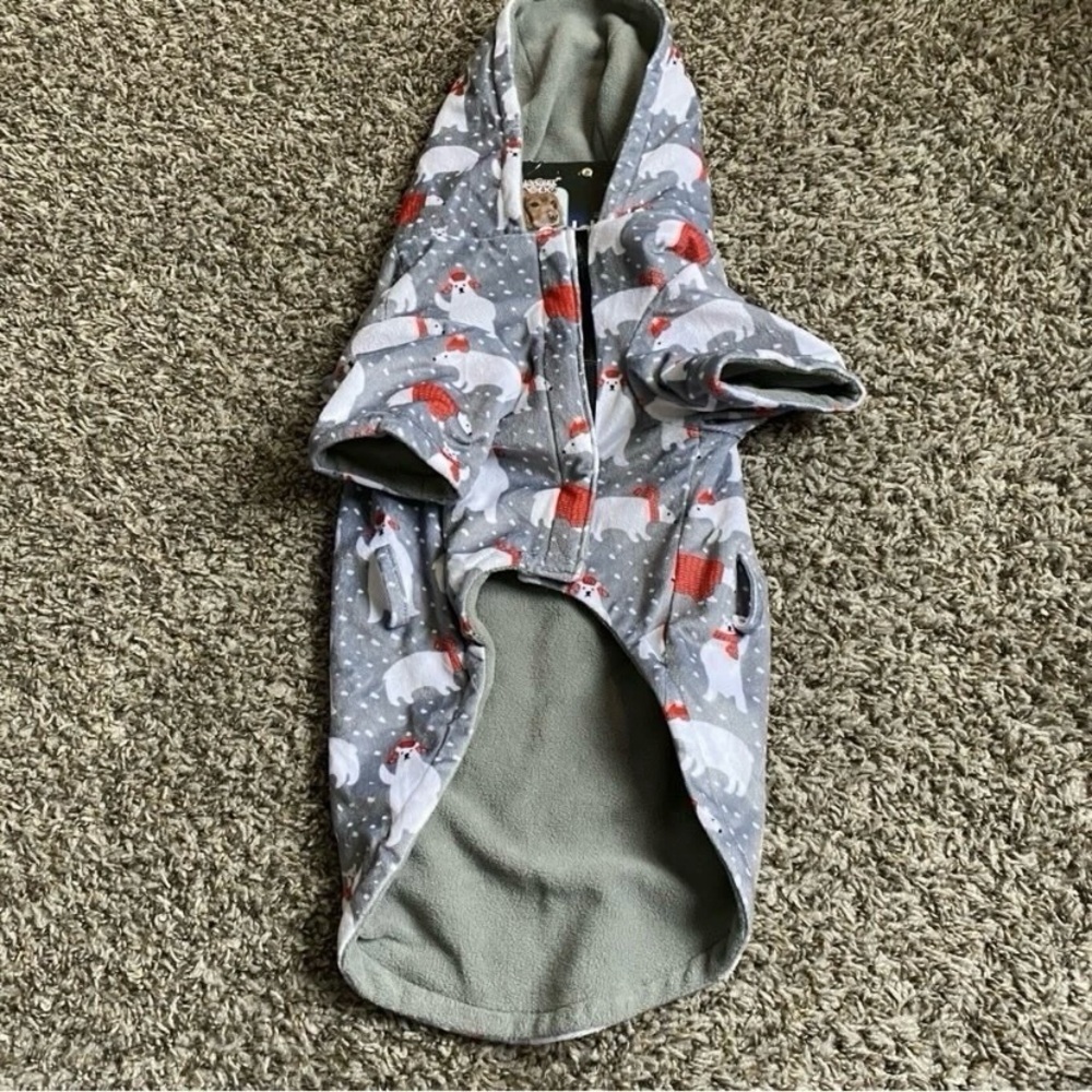 LuvGear Dog Hoodie Jacket L Gray White Polar Bear Puppy Cozy Soft Warm  NWT
